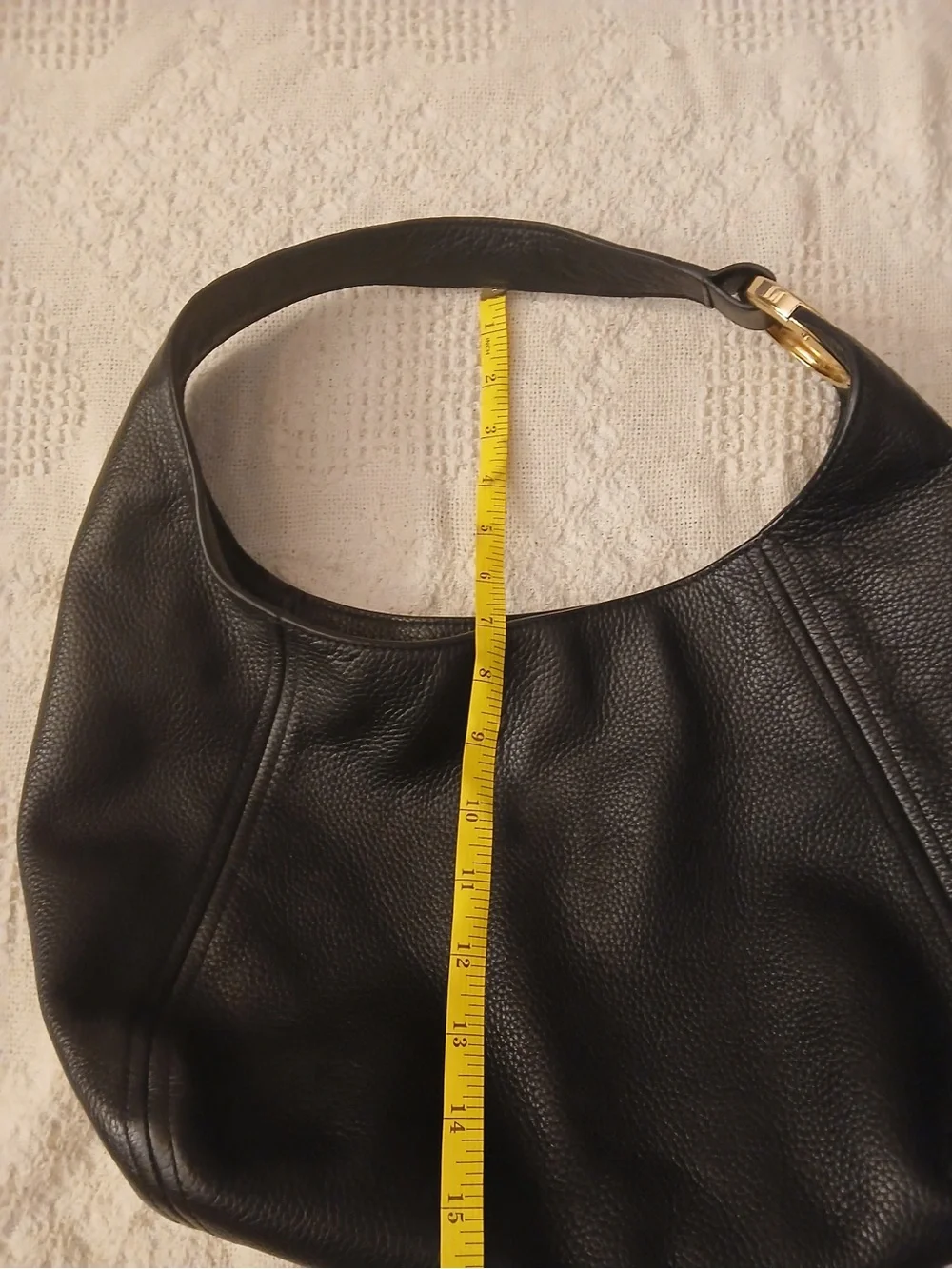 Michael Kors Black Pebbled Leather Hobo with Gold Logo Accent